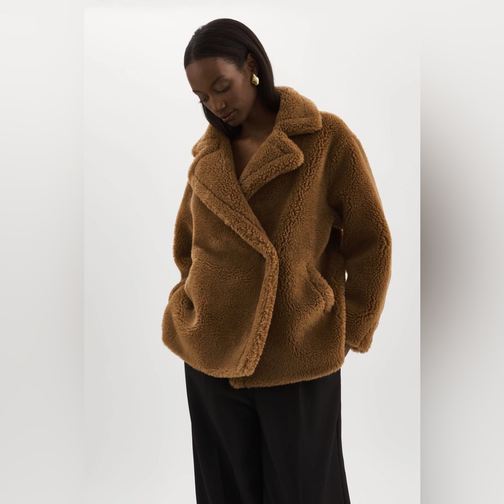 LAMARQUE Sophie Coat in Brown Teddy Sherpa